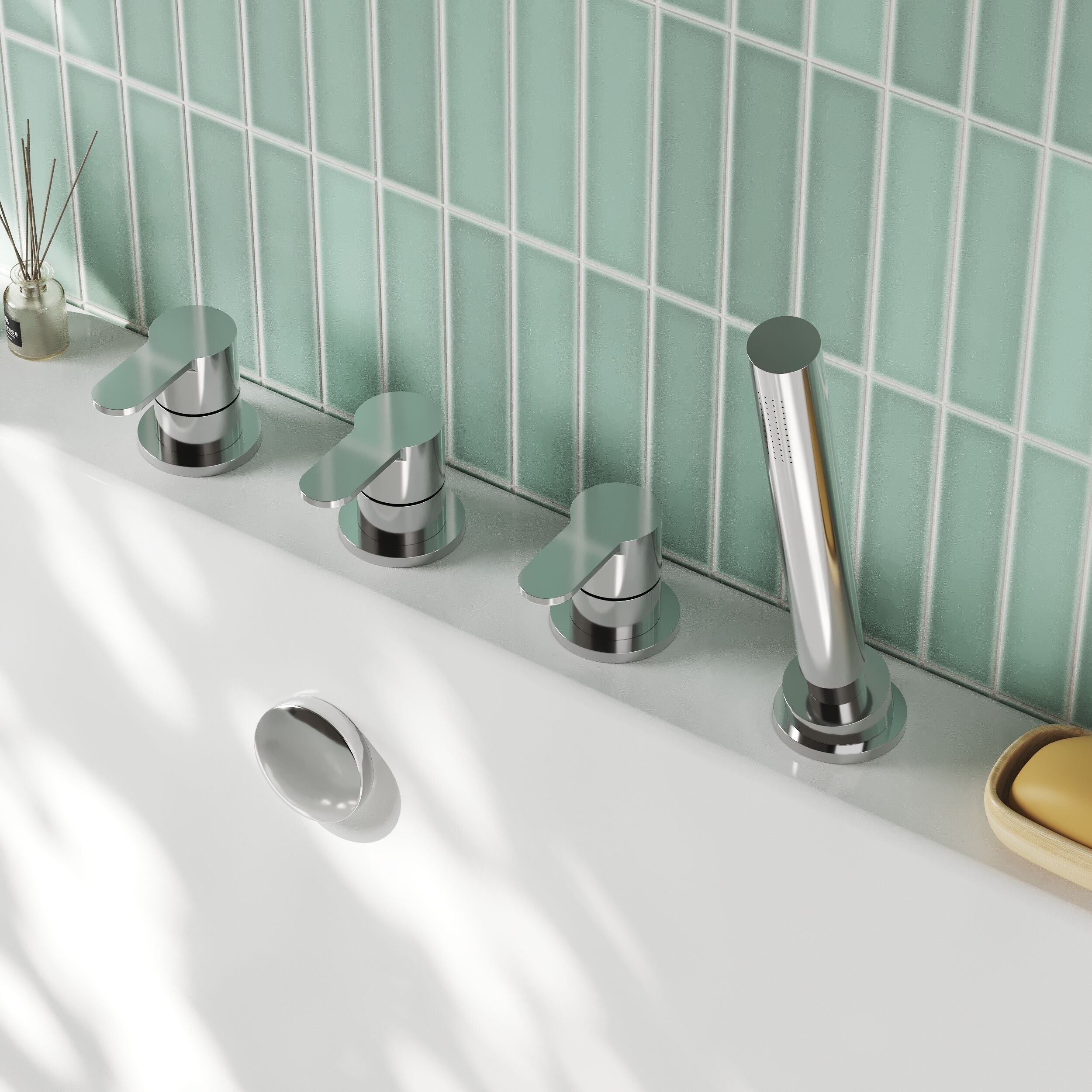 Astor 4 Hole Deck Mounted Bath Shower Mixer Tap - Chrome