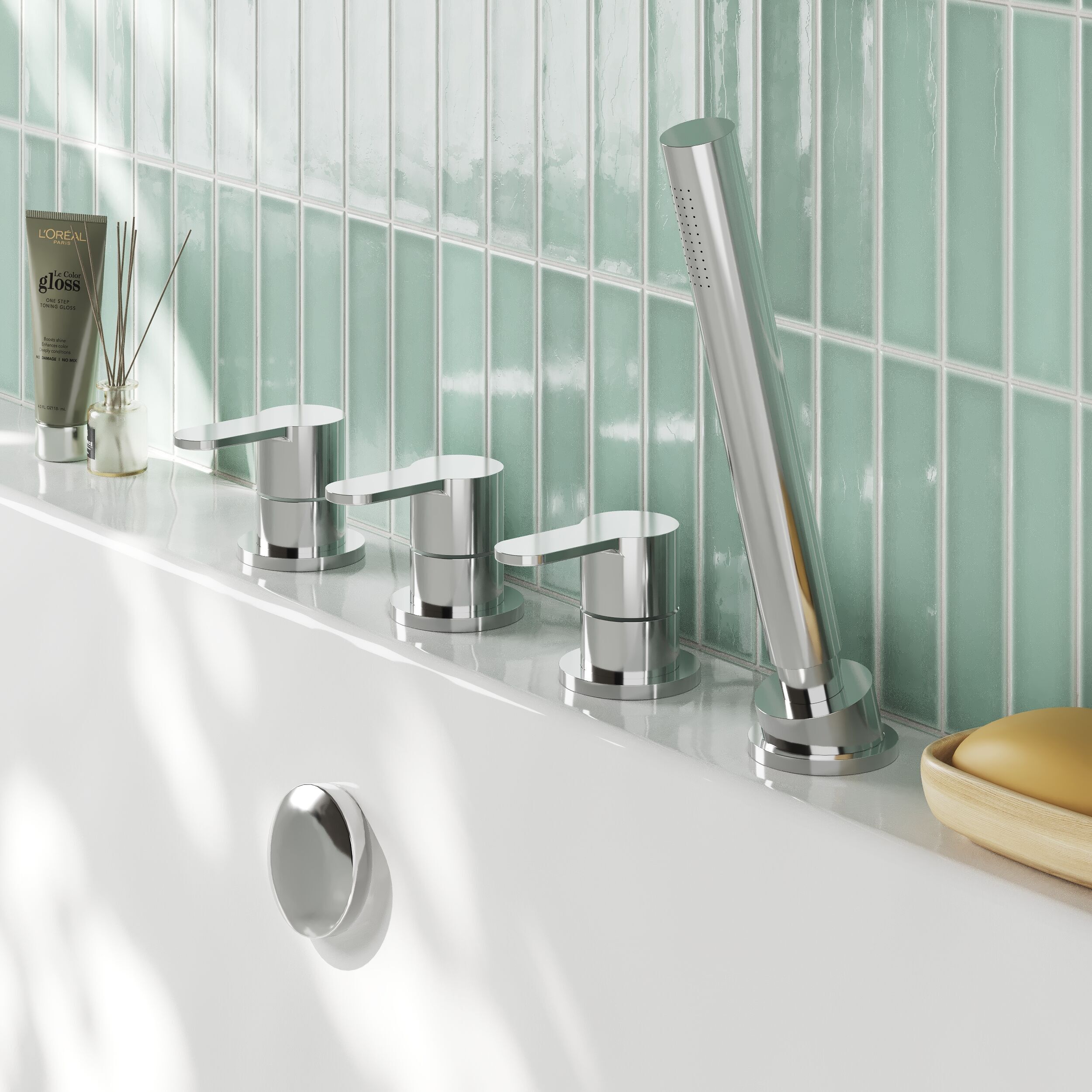 Astor 4 Hole Deck Mounted Bath Shower Mixer Tap - Chrome