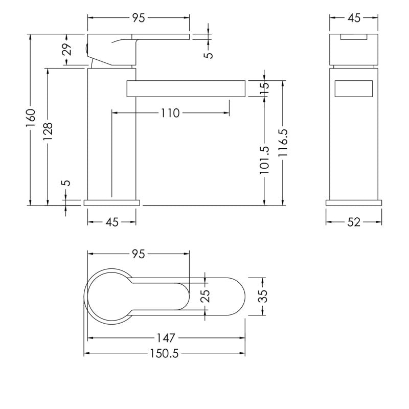 Astor Mono Basin Mixer Tap With Push Button Waste