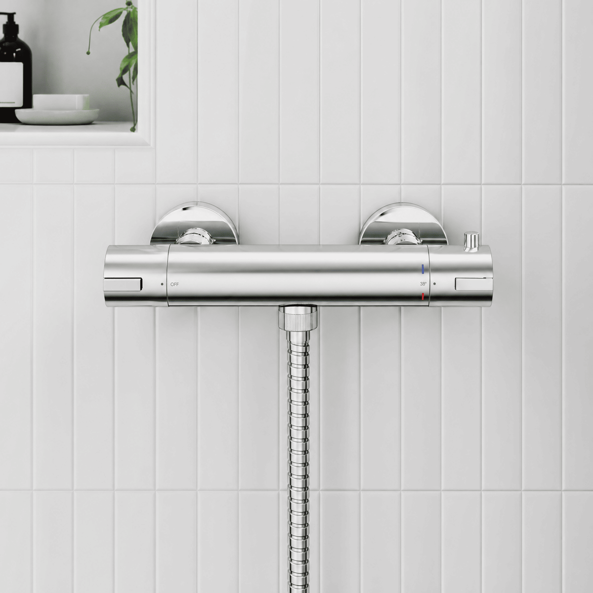 Atlas Thermostatic Bar Shower Valve Bottom Round Outlet - 72mm