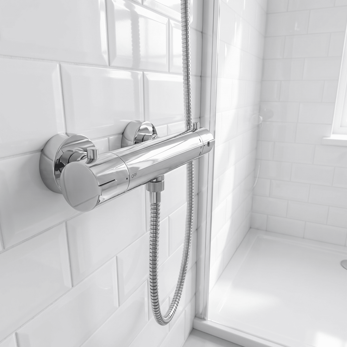 Atlas Thermostatic Bar Shower Valve Bottom Round Outlet - 72mm