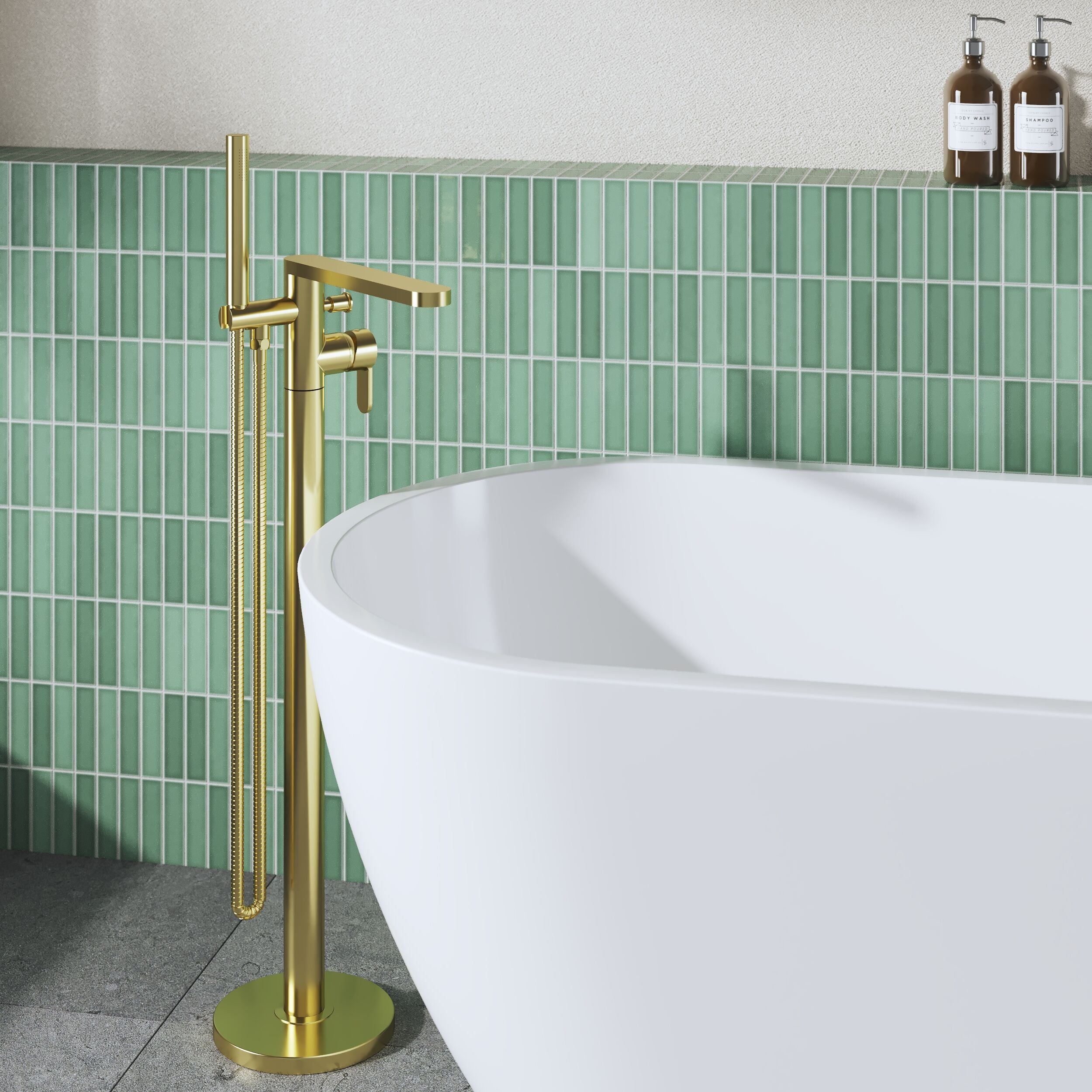 Astor Floor Mounted Bath Shower Mixer Tap With Handset