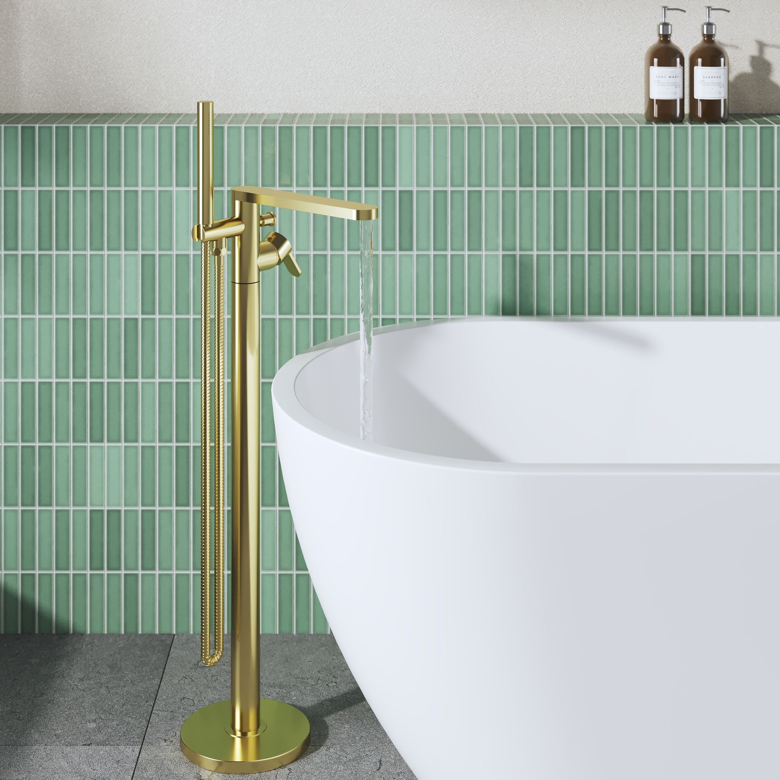 Astor Floor Mounted Bath Shower Mixer Tap With Handset