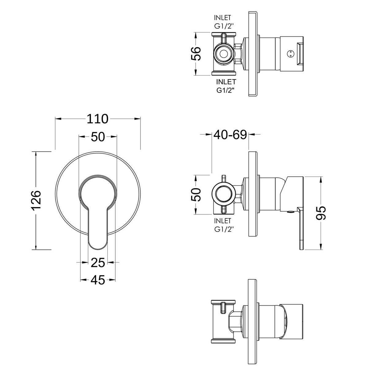 Astor Manual 1 Outlet Shower Valve - Chrome