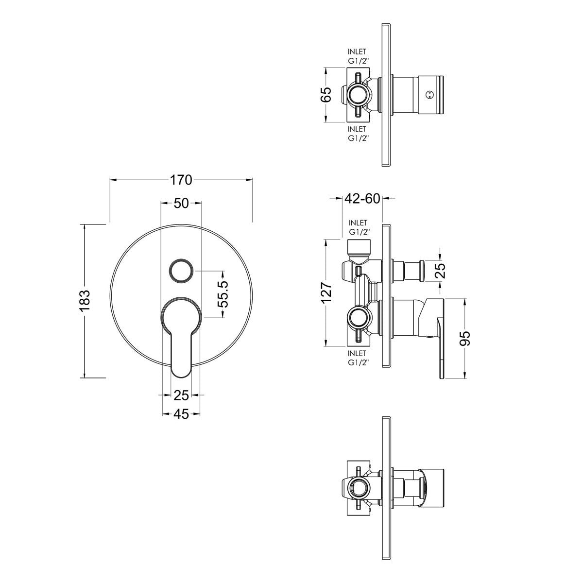 Astor Manual Shower Valve With Diverter - Chrome