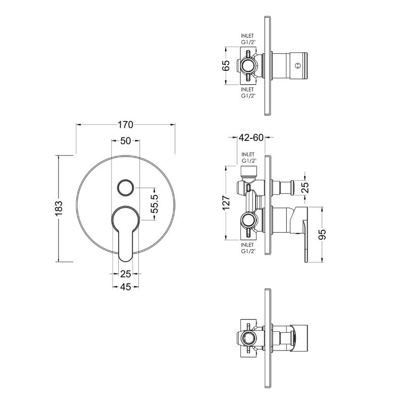 Astor Manual Shower Valve With Diverter - Chrome