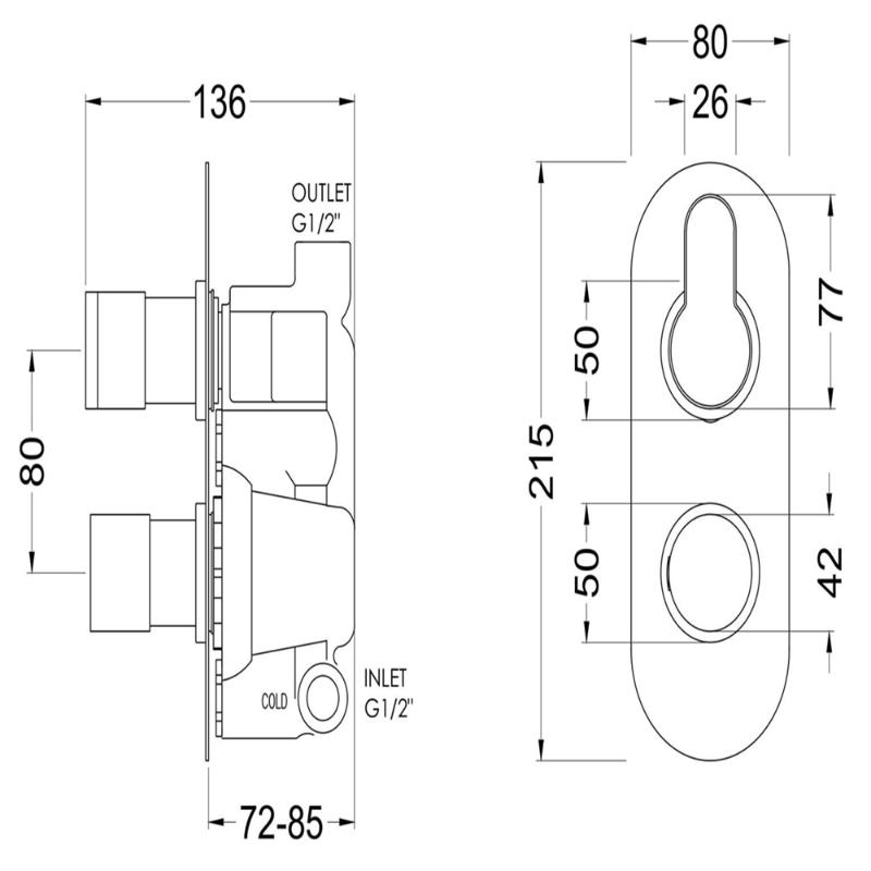 Astor Thermostatic 1 Outlet Concealed Shower Valve