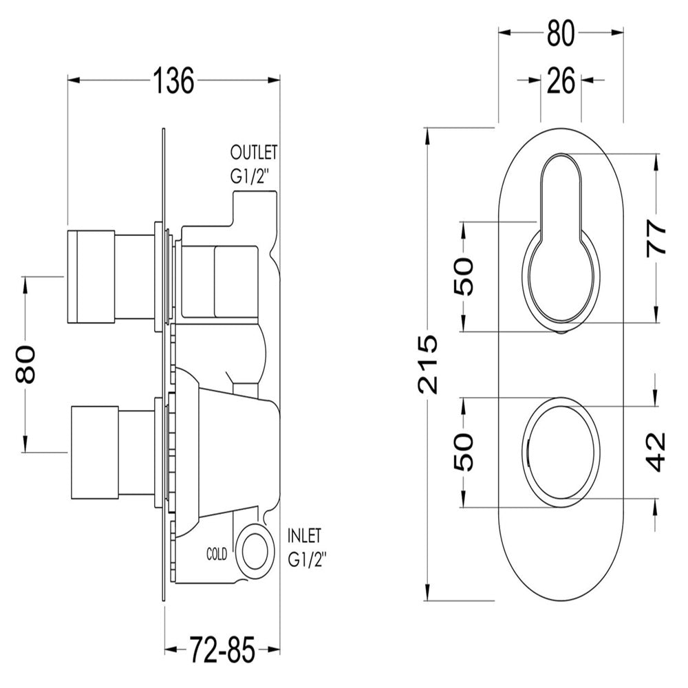 Astor Thermostatic 1 Outlet Concealed Shower Valve