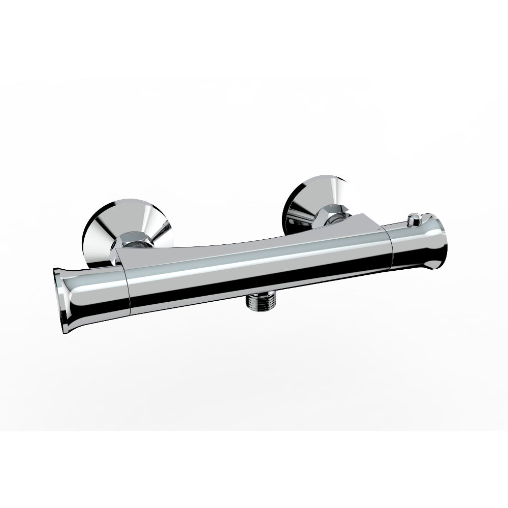 iBathUK Lex Thermostatic Shower Mixer Valve Bath Deck Tap Riser Rail and Handset Set, Thermostatic Bar Shower Valve, Chrome