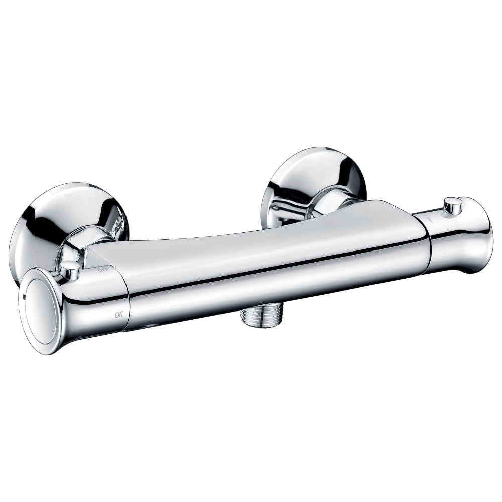 iBathUK Lex Thermostatic Shower Mixer Valve Bath Deck Tap Riser Rail and Handset Set, Thermostatic Bar Shower Valve, Chrome