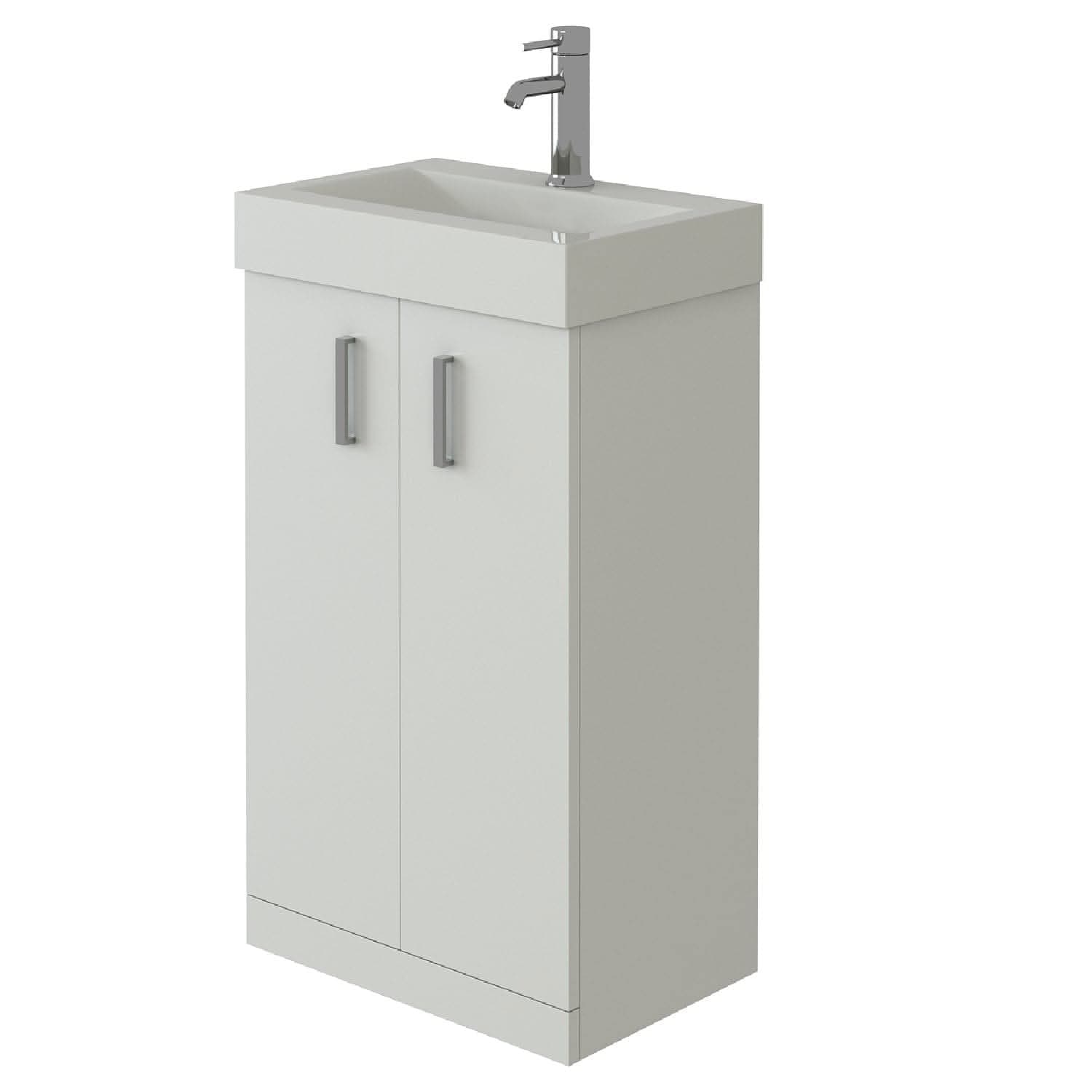 Cube 2 Door Cloakroom Floorstanding vanity Unit With Basin - 1 Tap Hole - 450mm x 720mm