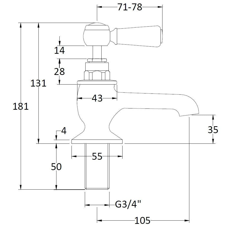 Claremont Topaz Lever Bath Pillar Taps