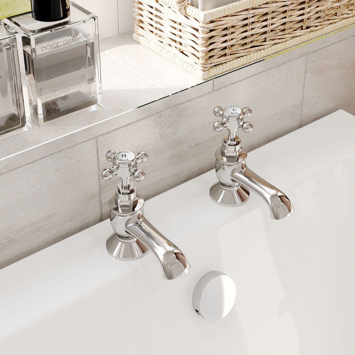 Claremont Topaz Hexagonal Crosshead Bath Taps
