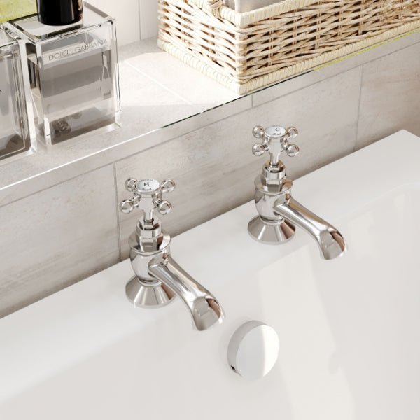 Claremont Hexagonal Crosshead Bath Pillar Taps