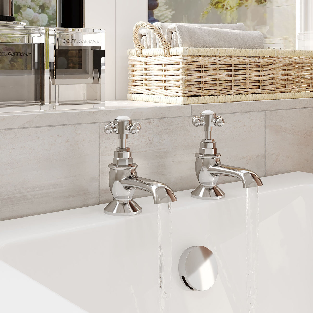 Claremont Topaz Hexagonal Crosshead Bath Taps