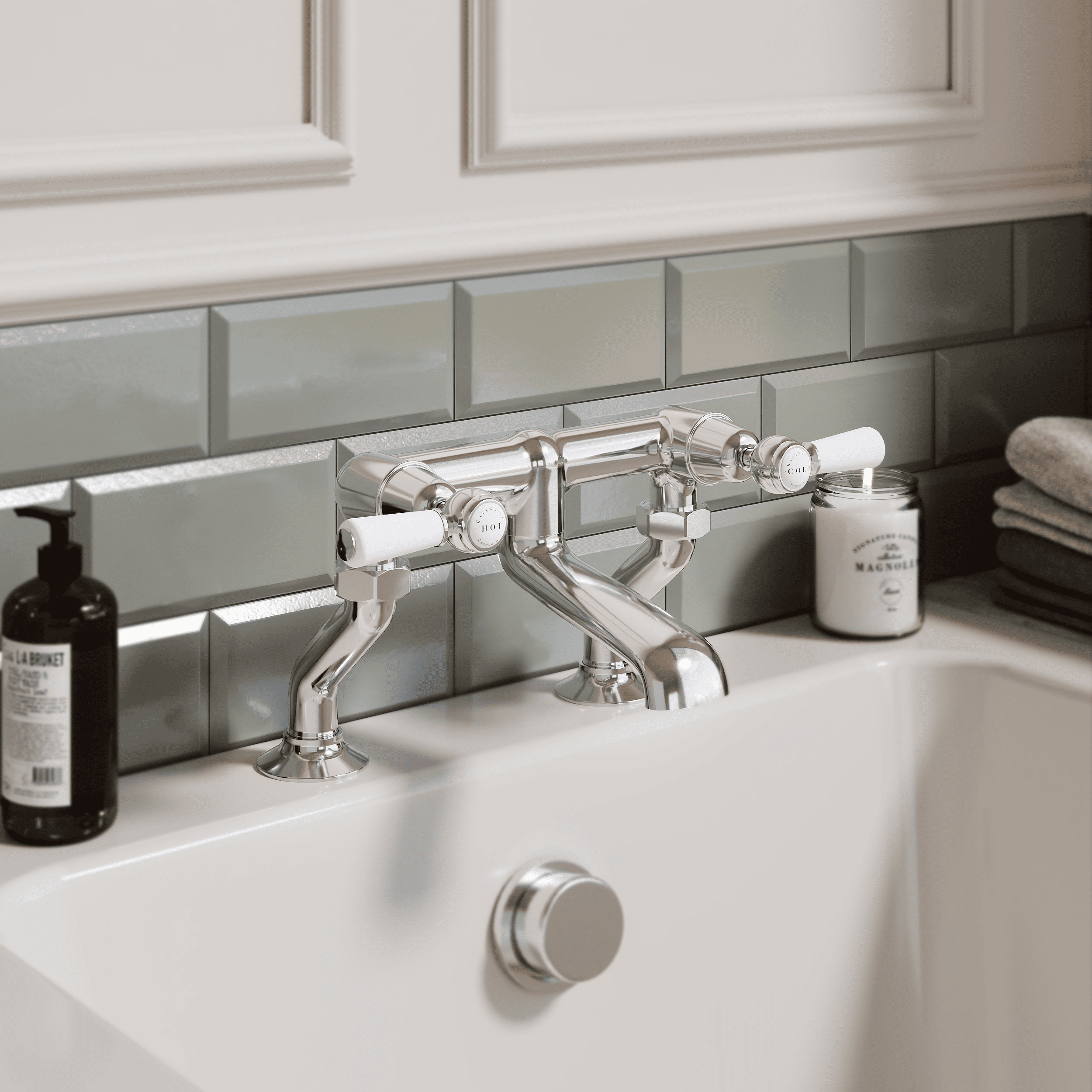 Claremont Topaz Deck Mounted Lever Bath Filler Tap