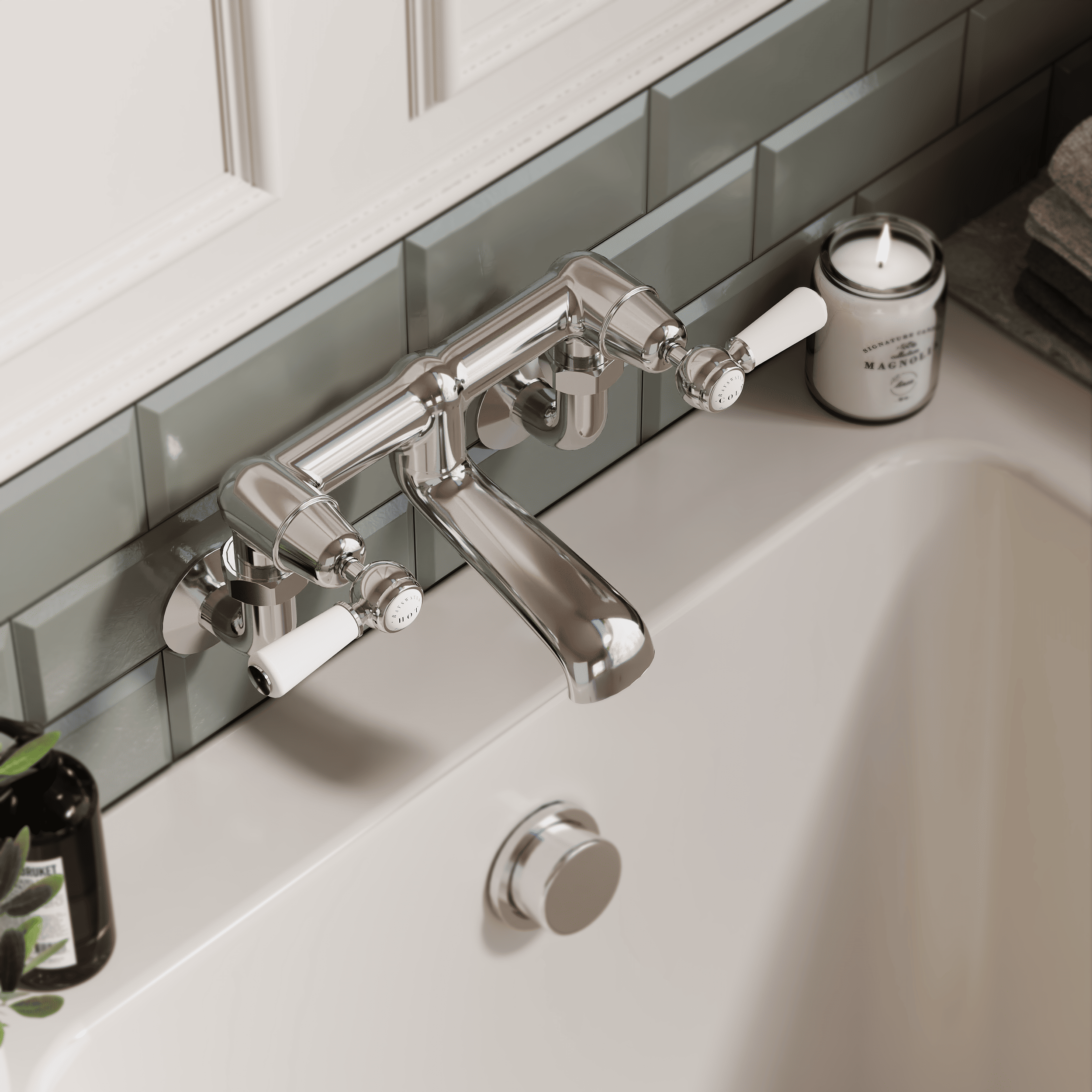 Claremont Topaz Wall Mounted Lever Bath Filler Tap