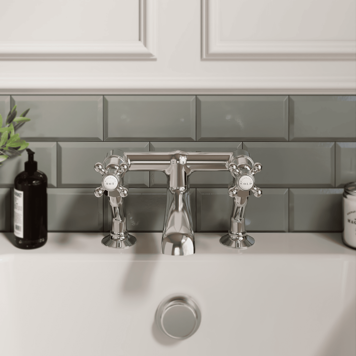 Claremont Topaz Crosshead Deck Mounted Bath Filler Tap