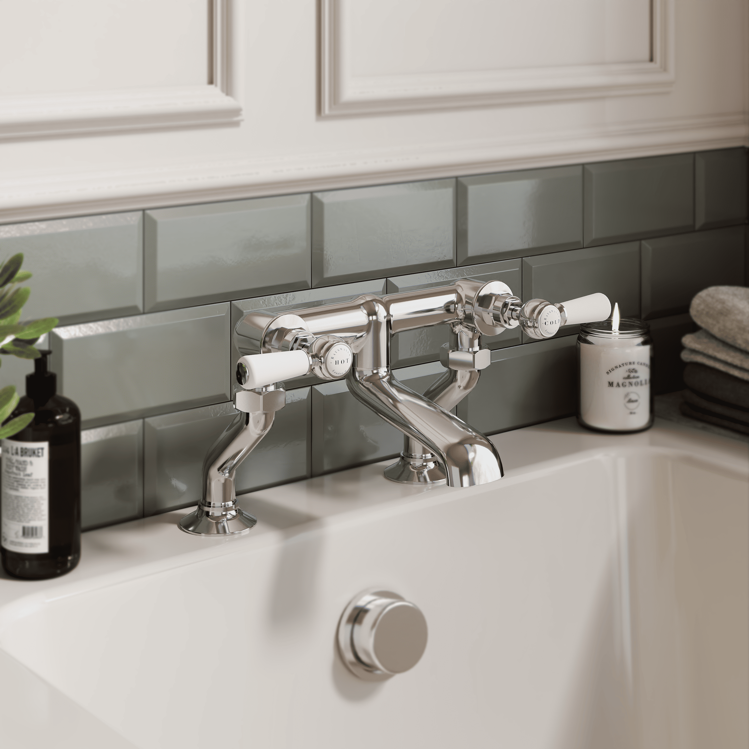 Claremont Topaz Lever Deck Mounted Bath Filler Tap