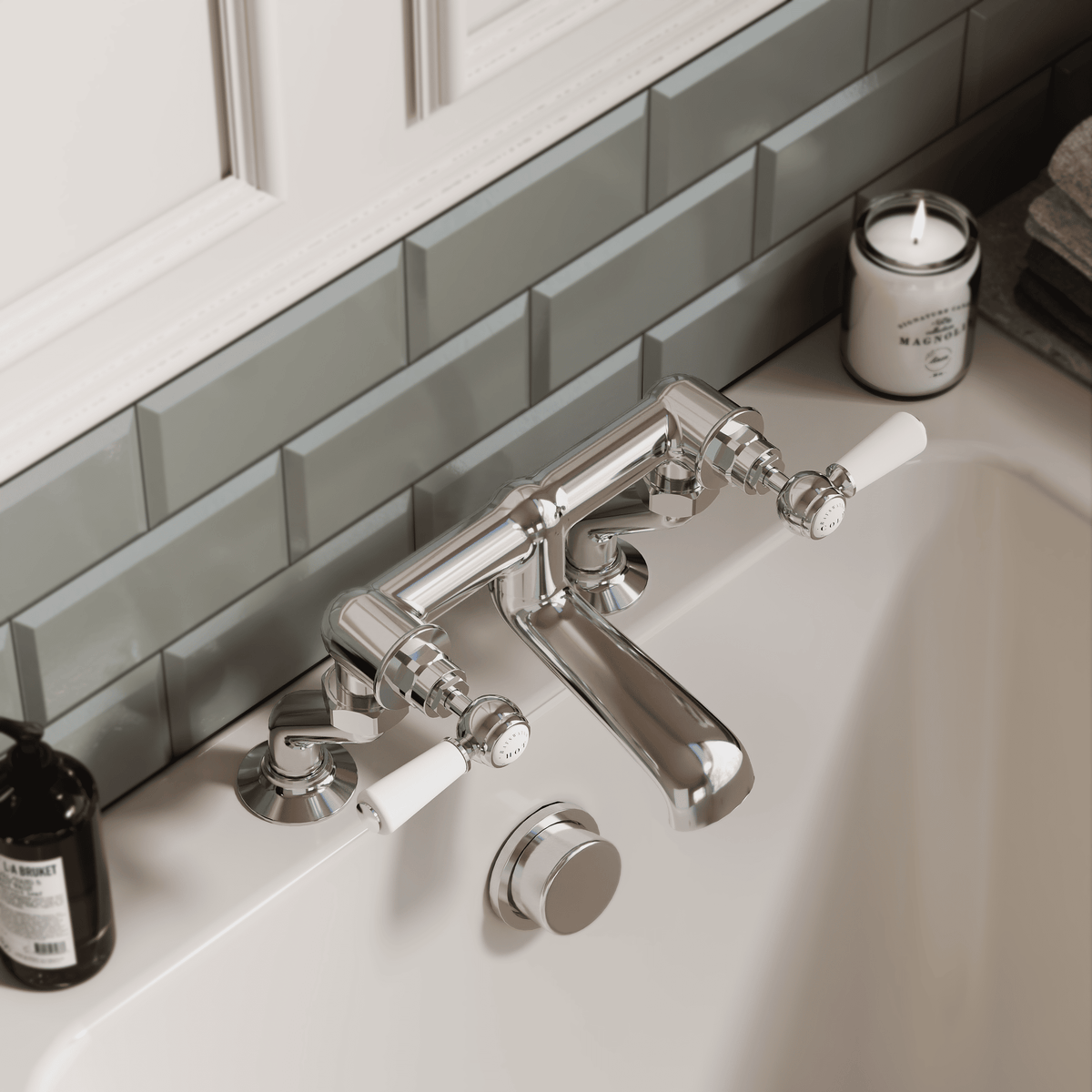 Claremont Topaz Lever Deck Mounted Bath Filler Tap