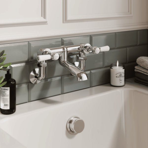 Claremont Dual Lever Wall Mounted Bath Filler Tap