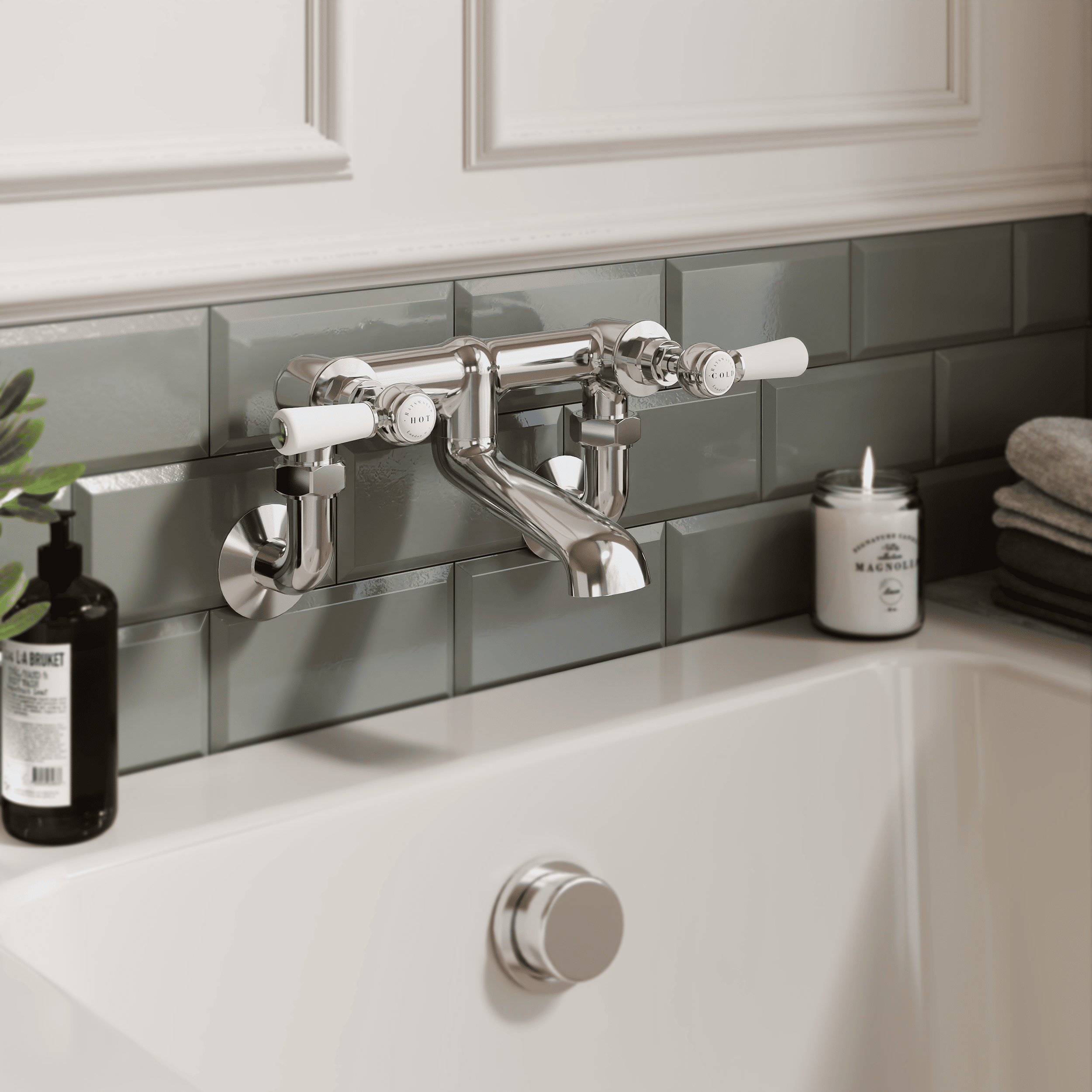 Claremont Topaz Lever Wall Mounted Bath Filler Tap