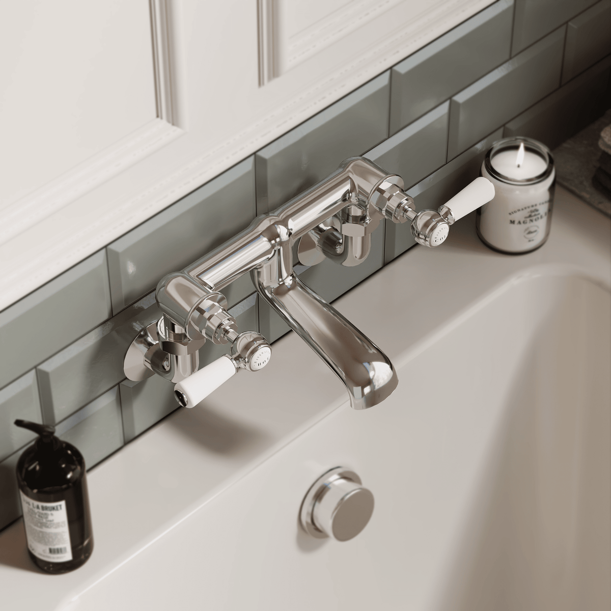 Claremont Topaz Lever Wall Mounted Bath Filler Tap
