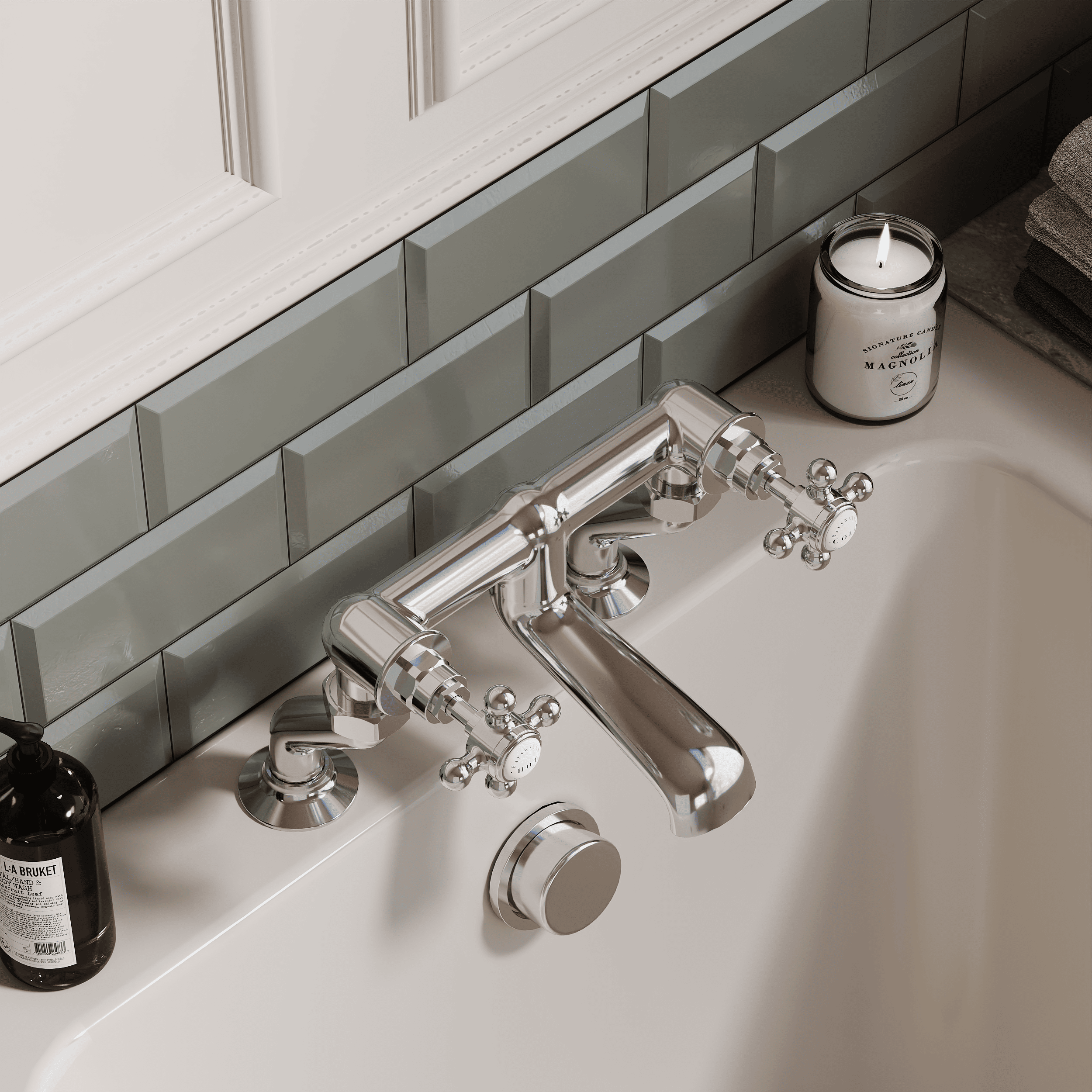 Claremont Topaz Crosshead Deck Mounted Bath Filler Tap