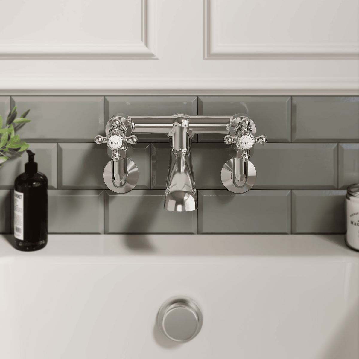 Claremont Topaz Crosshead Wall Mounted Bath Filler Tap