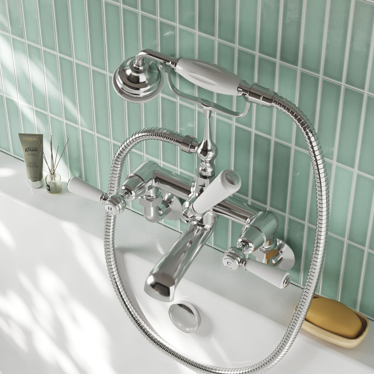 Claremont Topaz Wall Mounted Bath Shower Mixer Tap