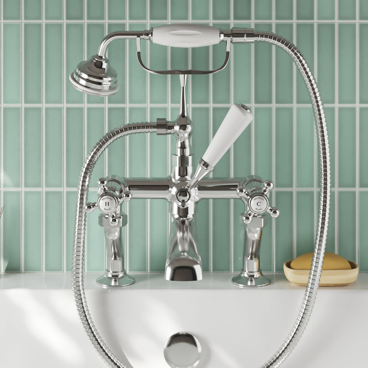 Claremont Topaz Dome Deck Mounted Bath Shower Mixer Tap