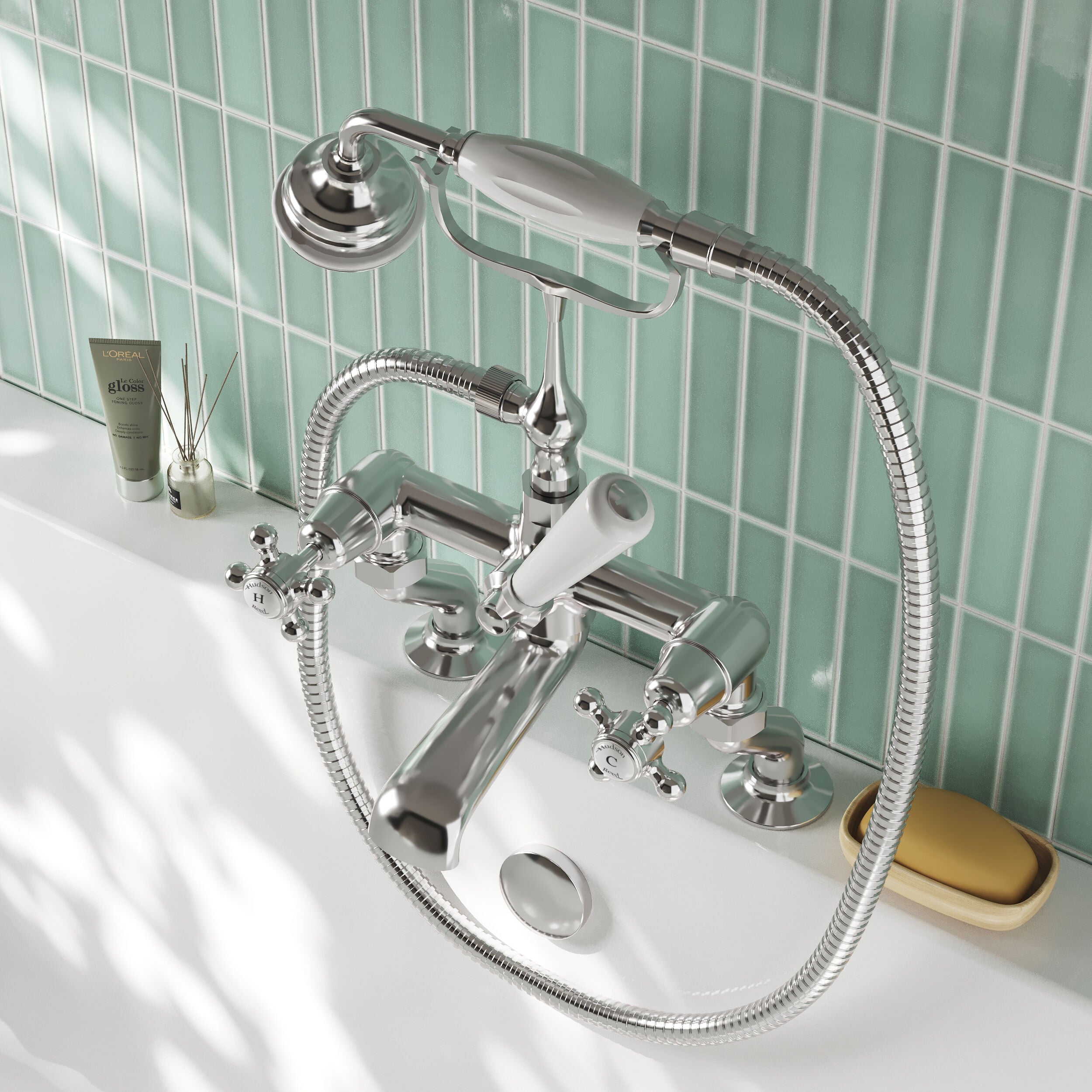 Claremont Topaz Dome Deck Mounted Bath Shower Mixer Tap
