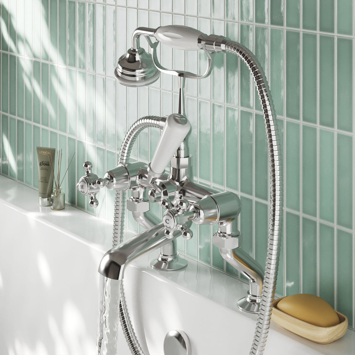 Claremont Topaz Dome Deck Mounted Bath Shower Mixer Tap