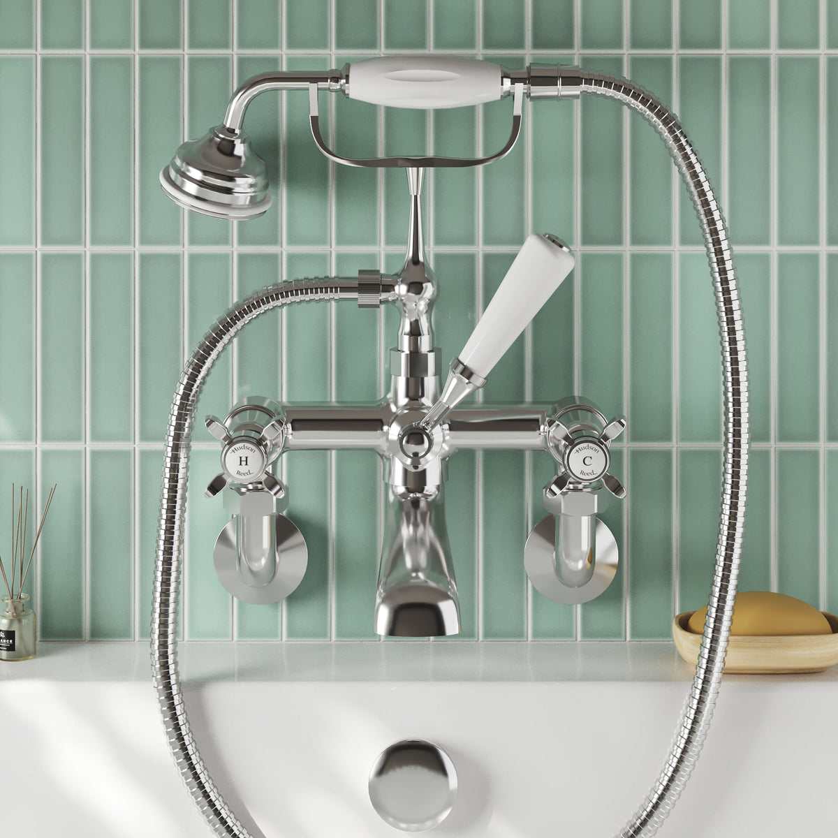 Claremont Topaz Dome Wall Mounted Bath Shower Mixer Tap