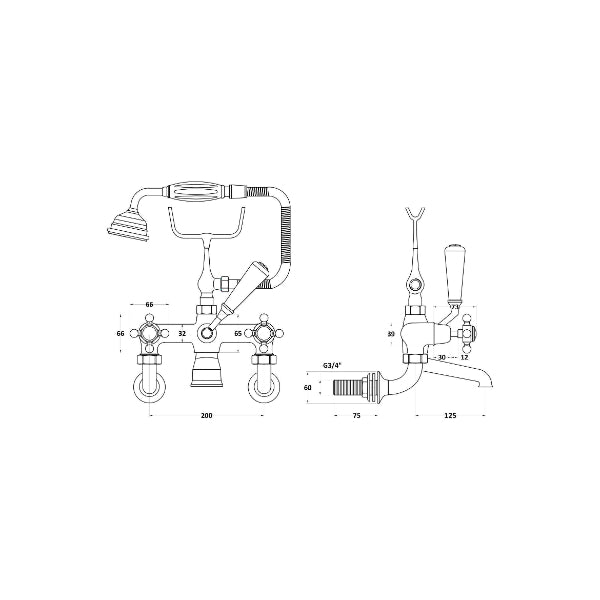 Claremont Dome Wall Mounted Bath Shower Mixer Tap