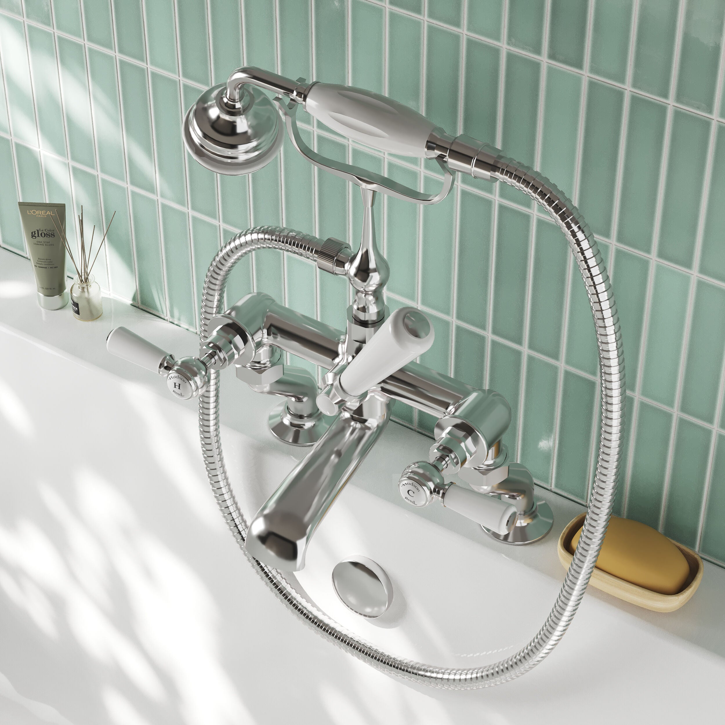 Claremont Topaz Deck Mounted Bath Shower Mixer Tap