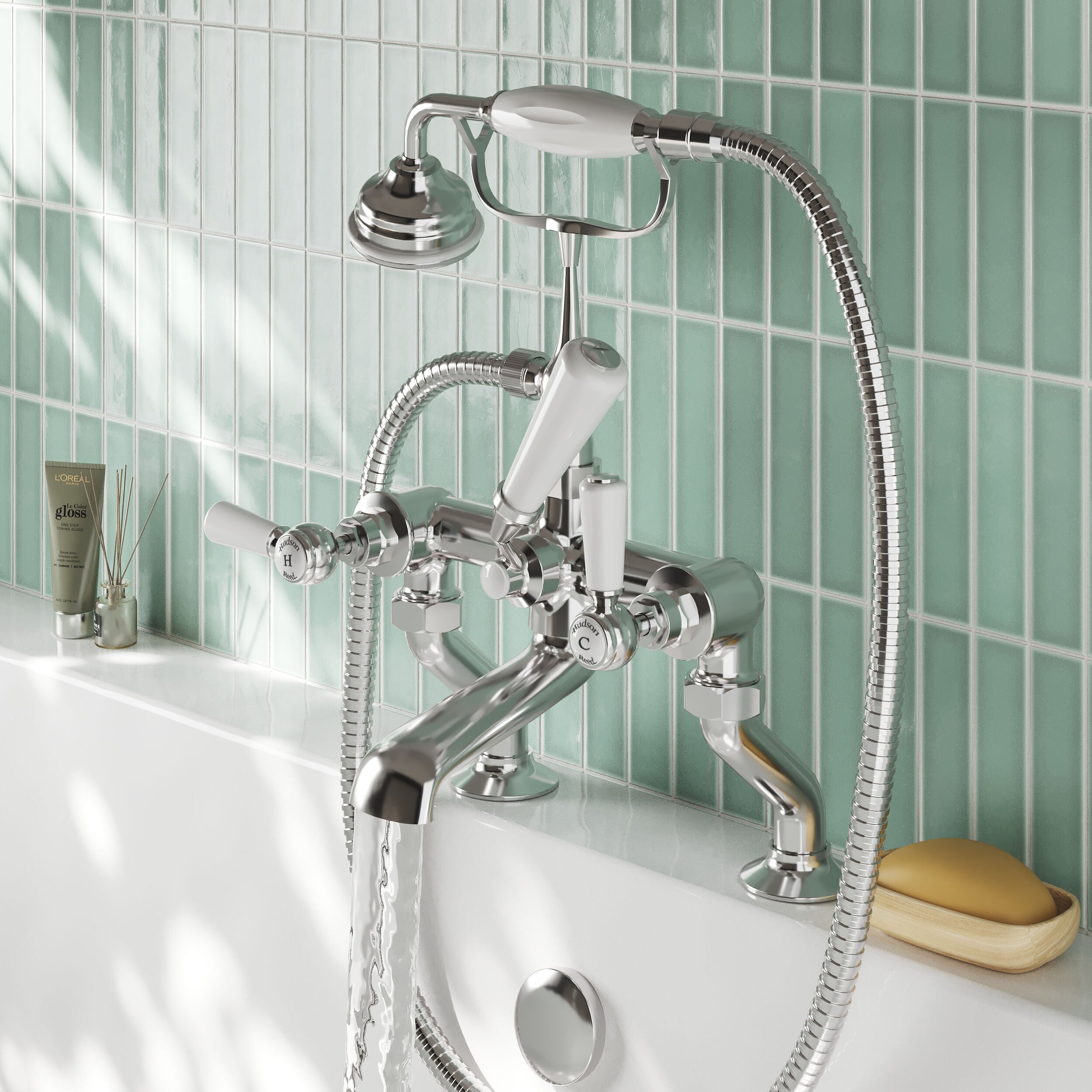 Claremont Topaz Deck Mounted Bath Shower Mixer Tap