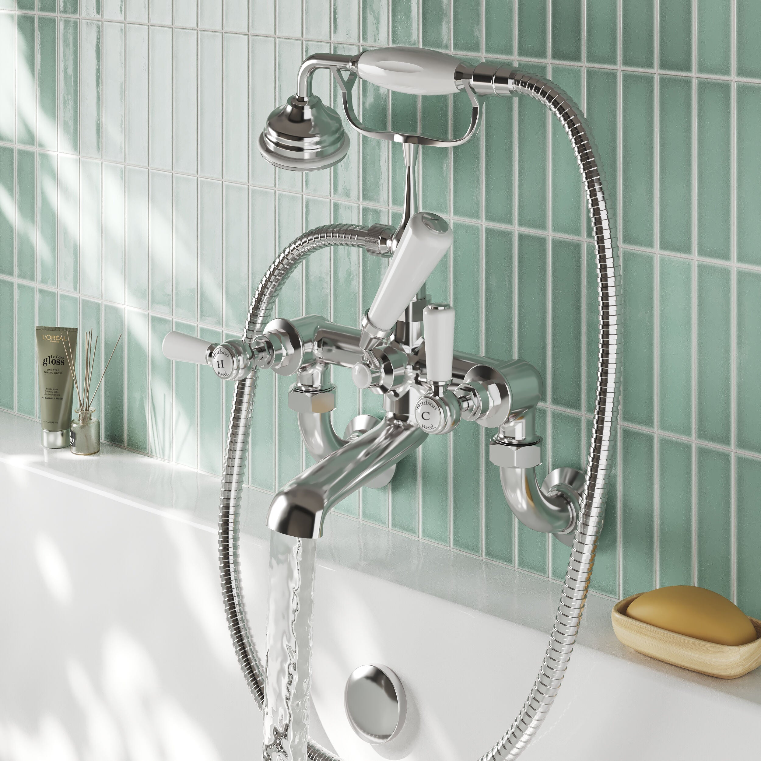 Claremont Topaz Wall Mounted Bath Shower Mixer Tap