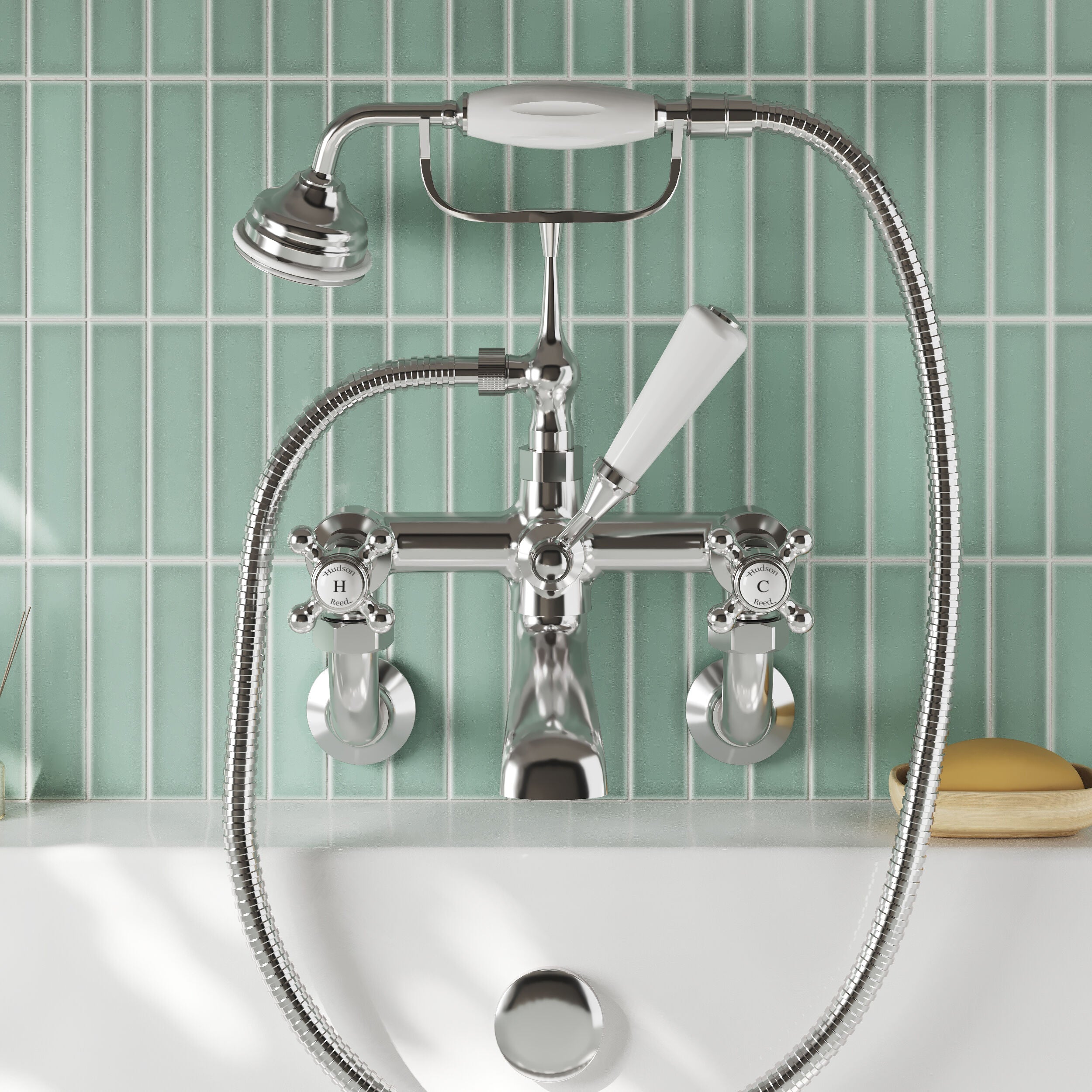Claremont Topaz Crosshead Wall Mounted Bath Shower Mixer Tap
