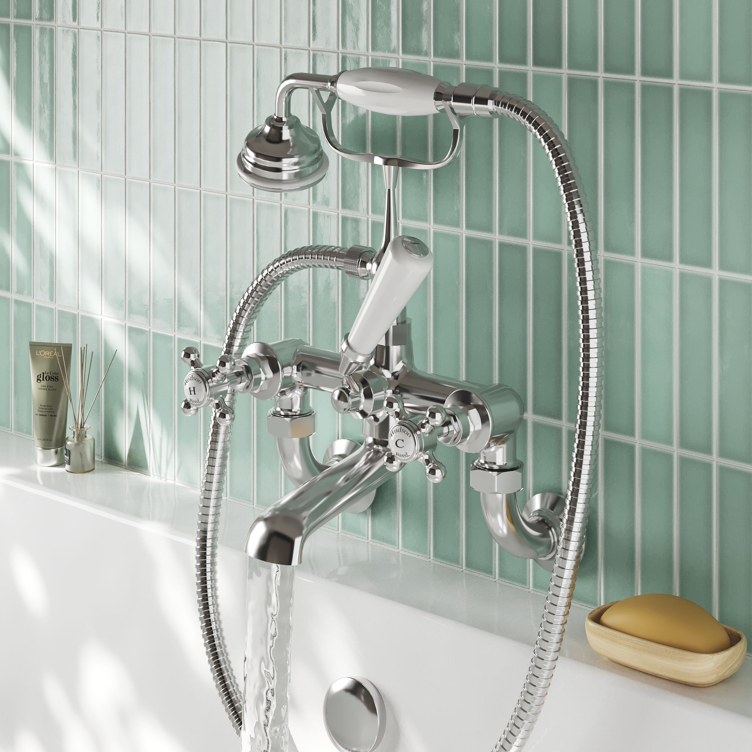 Claremont Topaz Crosshead Wall Mounted Bath Shower Mixer Tap