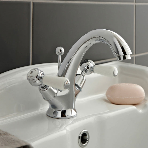 Claremont Topaz Dual Lever Mono Basin Mixer Tap with Pop Up Waste