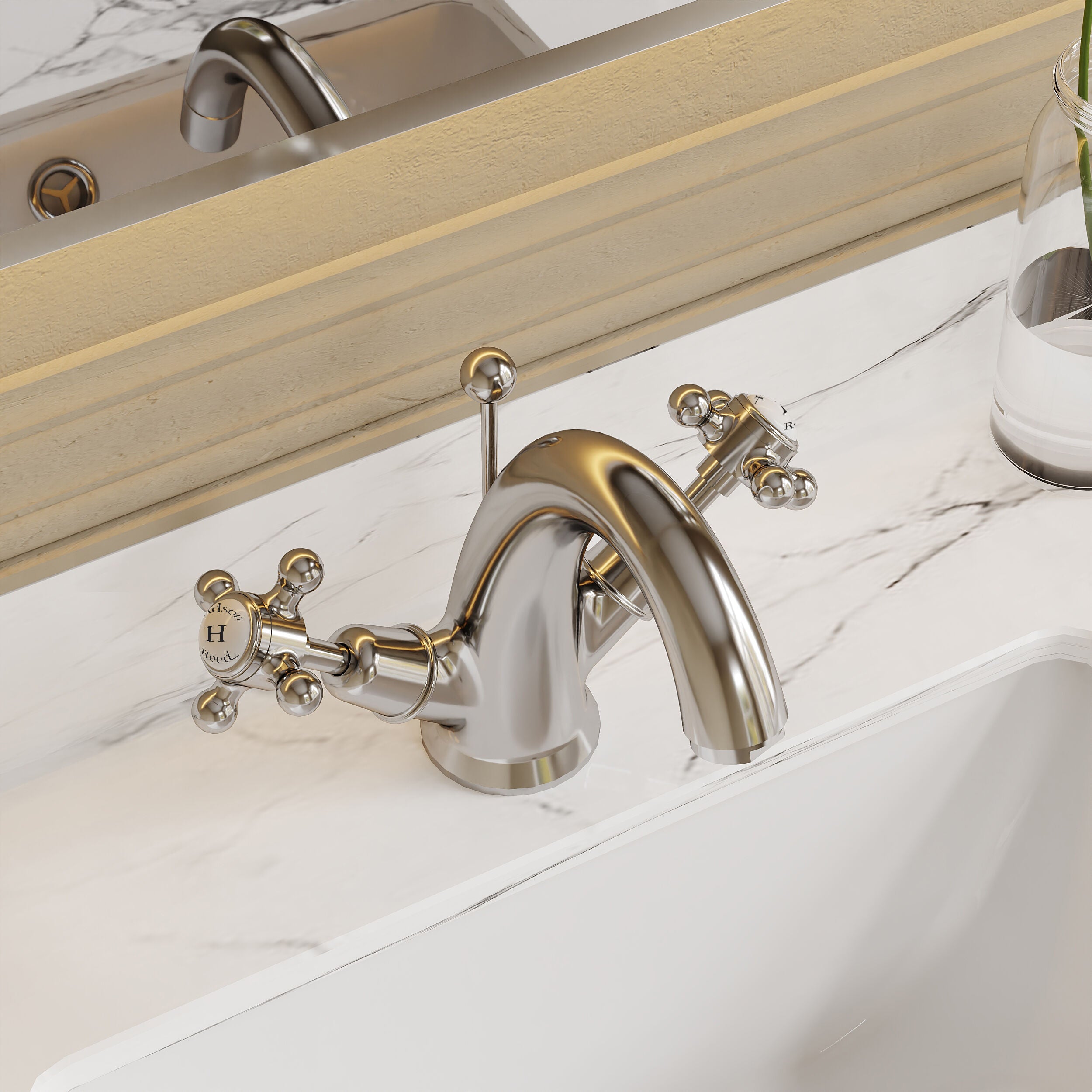 Claremont Topaz Dome Dual Handle Mono Basin Mixer Tap with Pop Up Waste