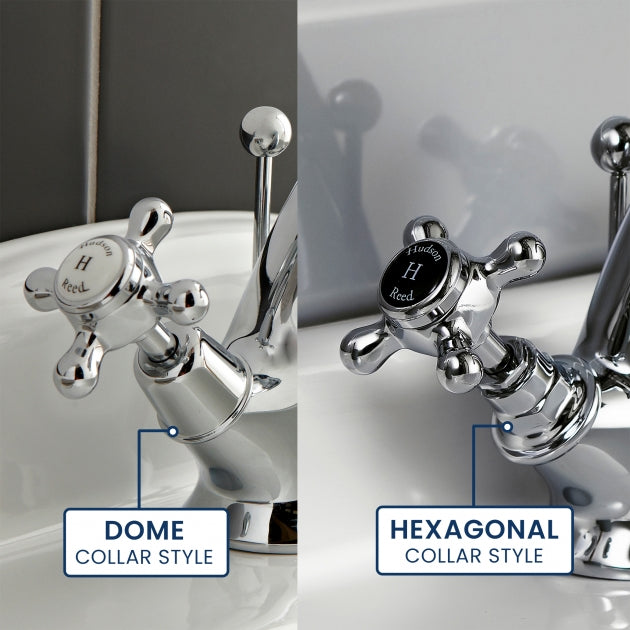Claremont Topaz Hexagonal Collar Mono Basin Mixer Tap with Pop Up Waste