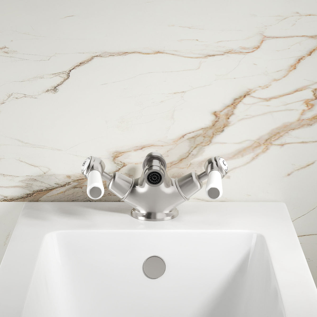 Claremont Dome Collar Lever Handle Bidet Mixer Tap With Waste