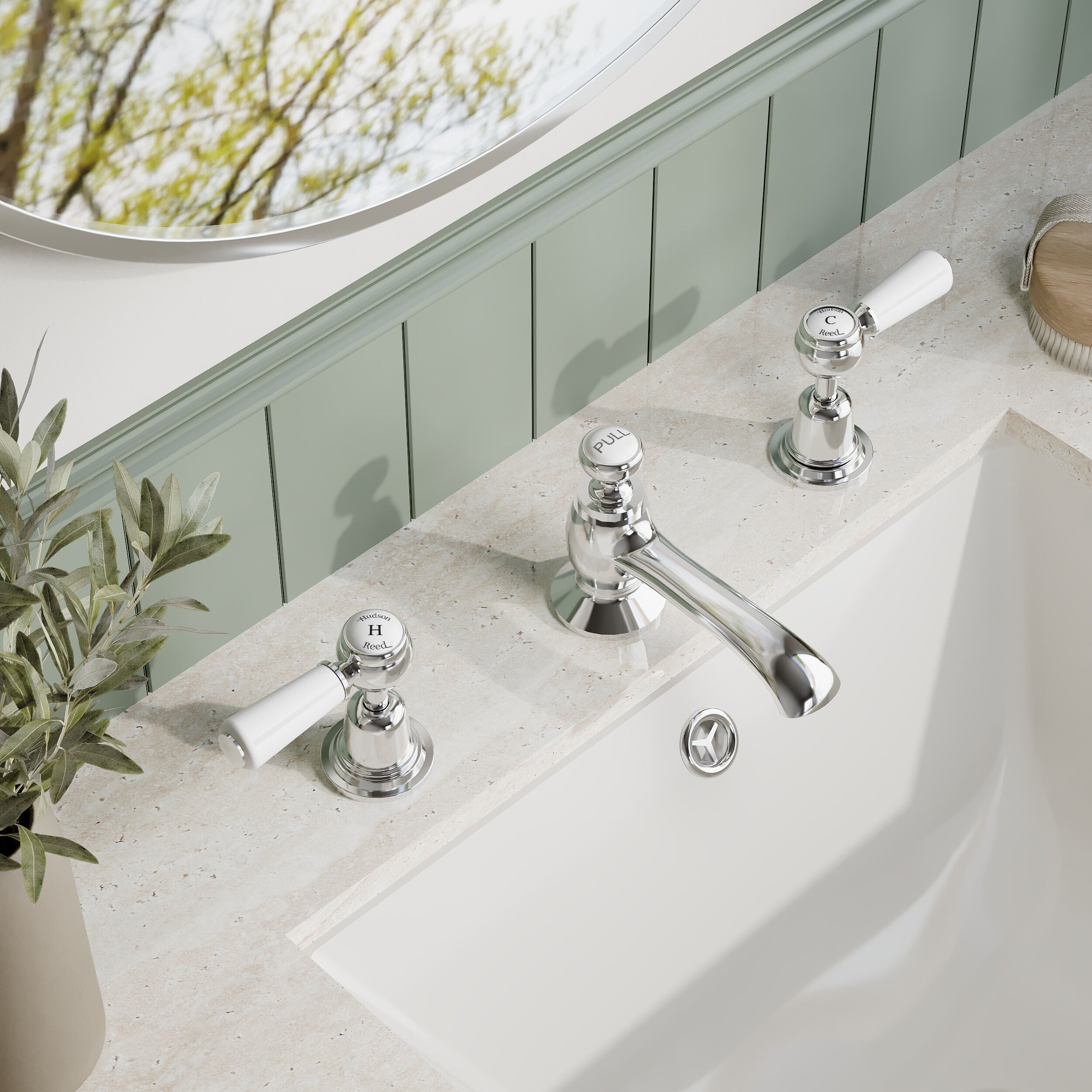 Claremont Topaz 3-Hole Deck Mounted Lever Basin Mixer Tap with Pop Up Waste