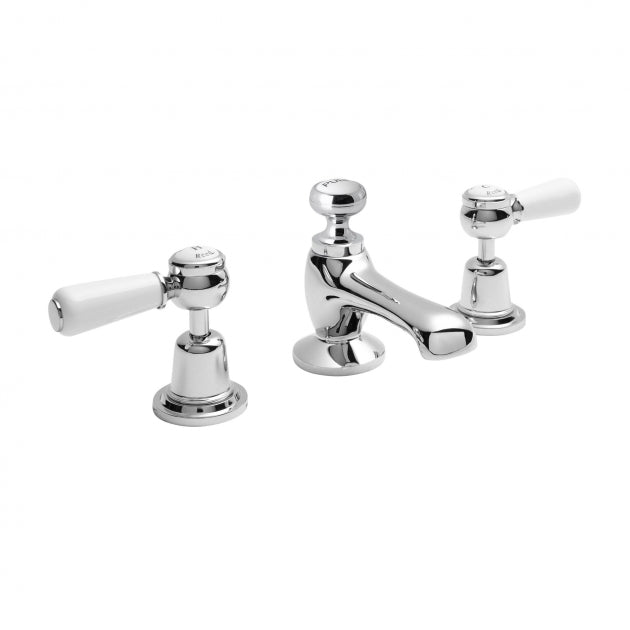 Claremont Topaz 3-Hole Deck Mounted Lever Basin Mixer Tap with Pop Up Waste