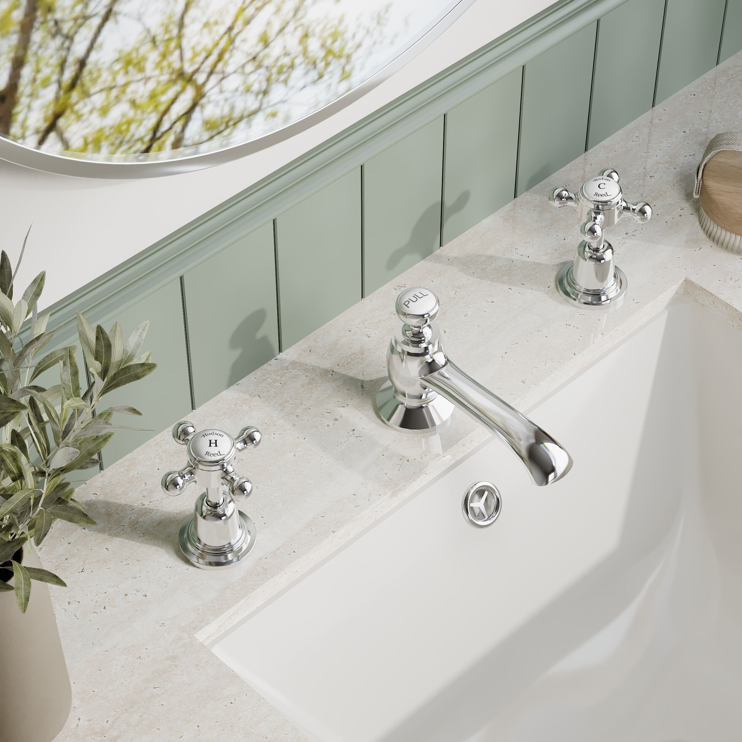 Claremont Topaz 3-Hole Deck Mounted Basin Mixer Tap with Pop Up Waste