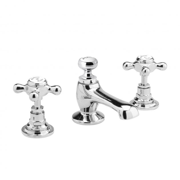 Claremont Topaz Hexagonal Collar 3 Hole Basin Mixer Tap with Pop Up Waste