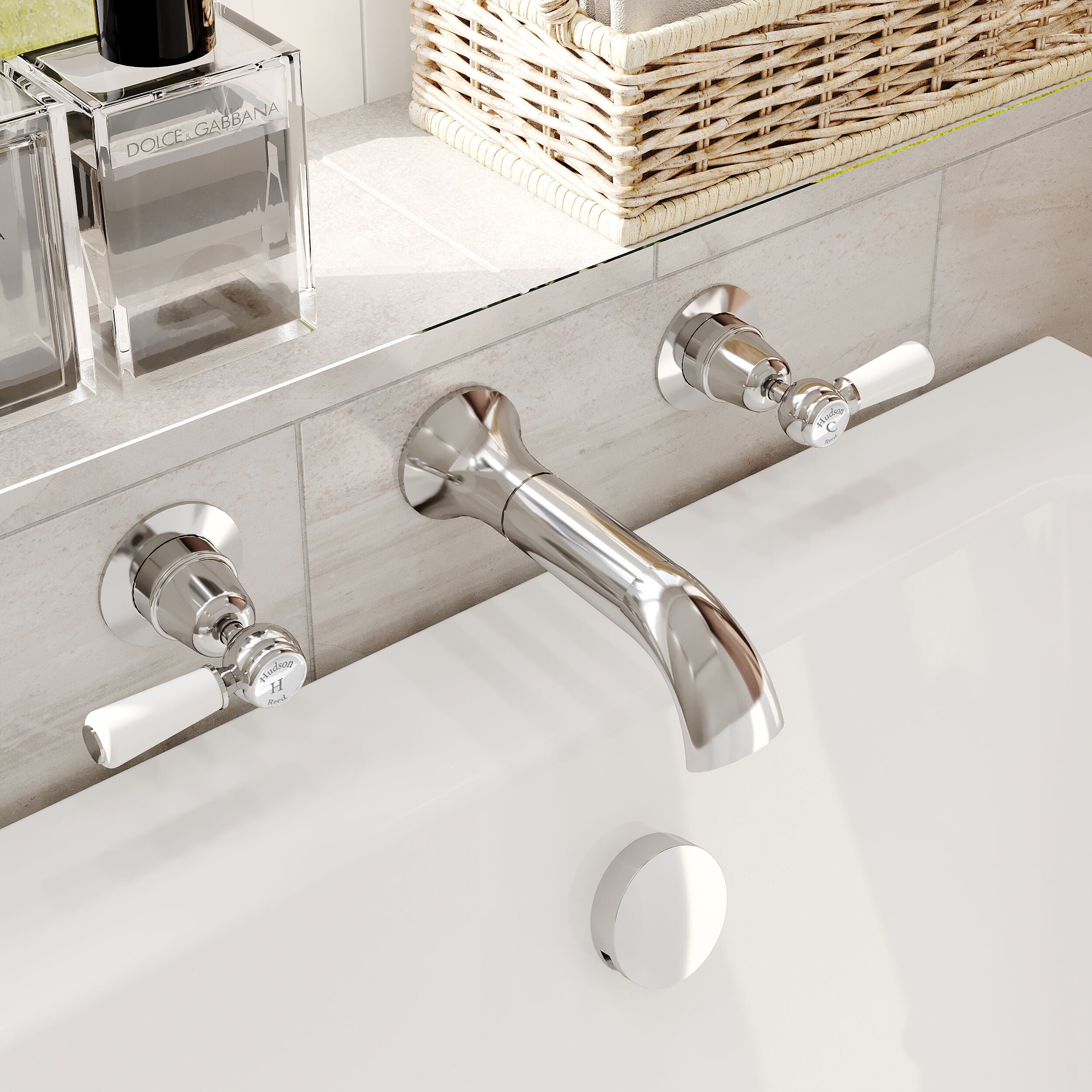 Claremont Topaz Dome Collar Lever Wall Mounted Bath Filler Tap
