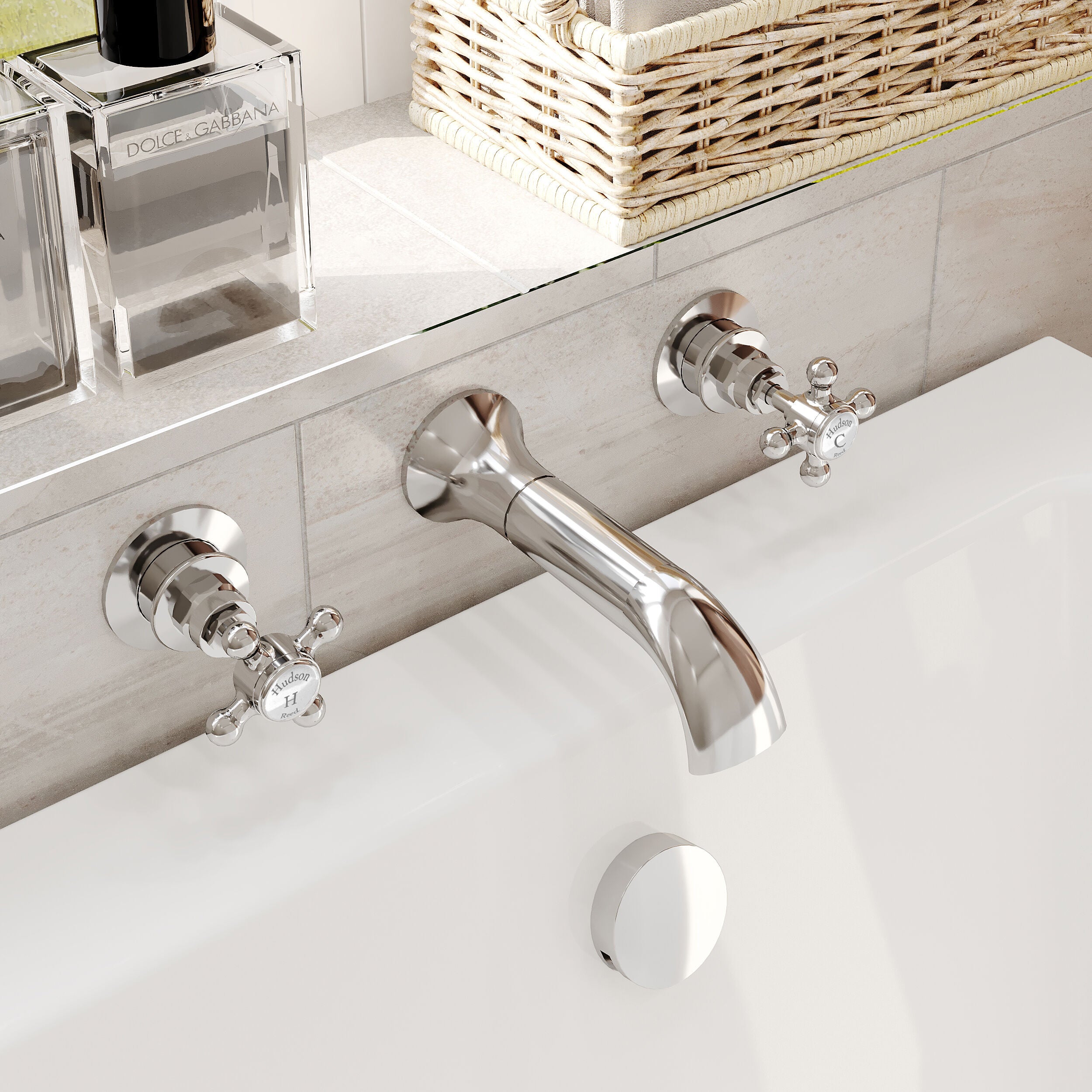 Claremont Topaz Crosshead 3 Hole Wall Mounted Bath Filler Tap